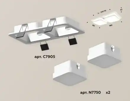 Комплект встраиваемого светильника с акрилом XC7905012 SWH/FR белый песок/белый матовый MR16 GU5.3 (C7905, N7750)