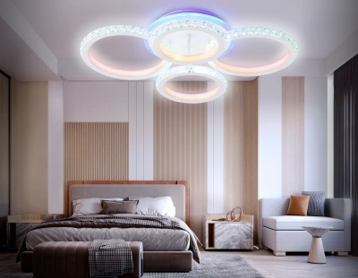 Светильник потолочный светодиодный с RGB подсветкой и пультом FA9524/2+2 WH белый 92W 6400K/3000K+RGB 560*370*110 (ПДУ РАДИО 2.4G)
