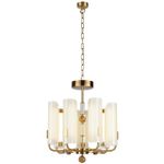 5467/35L MODERN ODL_EX26 белый/коричневый/античная бронза/металл/стекло/декор металл Люстра LED x 35W (5W*7) 3000K LION