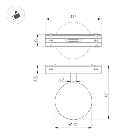 Светильник MAG-VIBE-SFERO-R120-6W Day4000 (WH, 235 deg, 48V) (Arlight, IP20 Металл, 5 лет)
