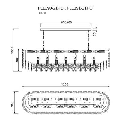 Люстра подвесная Sovrana Chrome FL1191-21PO, E14х21