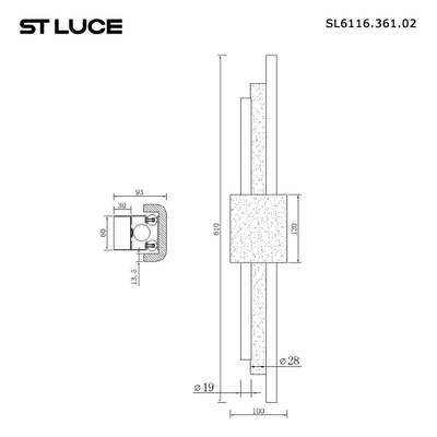 SL6116.361.02 Бра ST-Luce Латунь/Латунь, Зеленый LED 2*3W 3000K