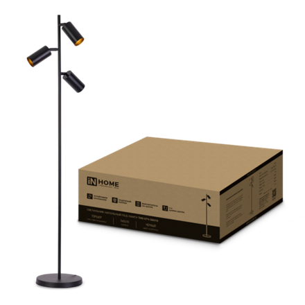 Светильник ТНО 07-3хGU10-BB 230В торшер напольн. под лампу черн. плафон/черн. корпус IN HOME 4690612057019