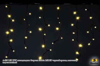 A-020 LED WW светодиодная "бахрома" 3x0.6м 140LED черный провод влагозащ., морозостойкий