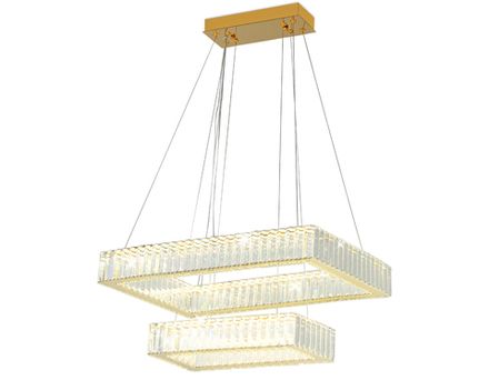 Подвесная светодиодная люстра с хрусталем TR5007/2 GD/CL золото/прозрачный 90W 3000K/4200K/6400K 600*400*950 (Без ПДУ)