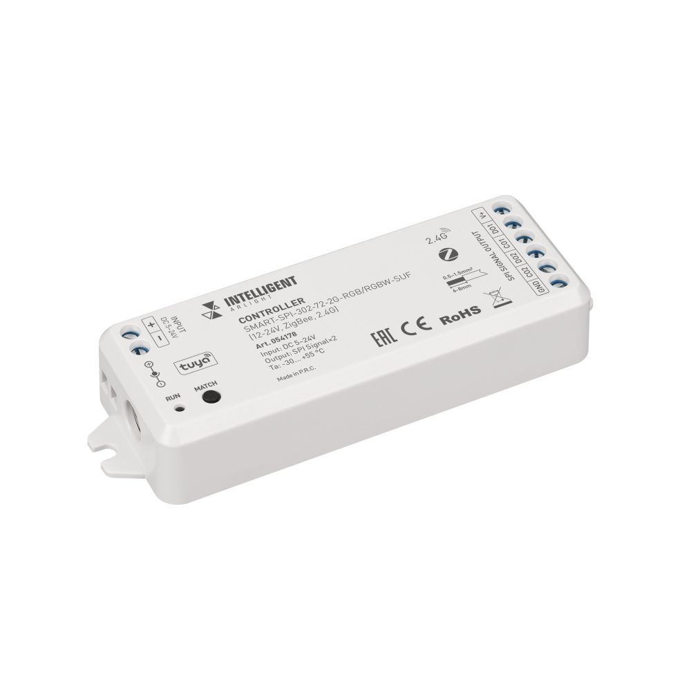 INTELLIGENT ARLIGHT Контроллер SMART-SPI-302-72-2G-RGB/RGBW-SUF (12-24V, ZigBee, 2.4G) (IARL, IP20 Пластик, 5 лет)