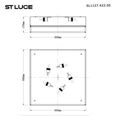 SL1127.422.05 Светильник потолочный ST-Luce Черный, Матовое золото/Белый E27 5*40W