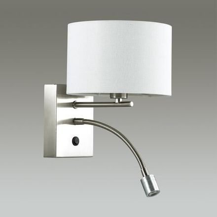 3745/1A MODERNI LN19 158 никель/белый, металл/текстиль Бра E14 40W+LED 3W 4000K 220V NIKKI