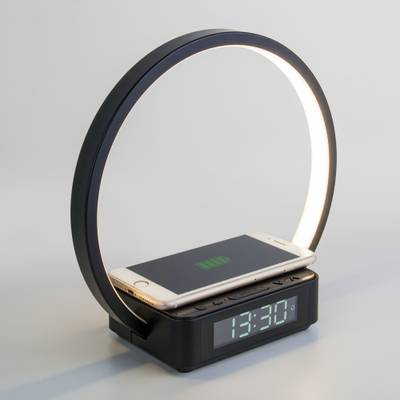 Светодиодная настольная лампа с беспроводной зарядкой и будильником 80505/1 черный
