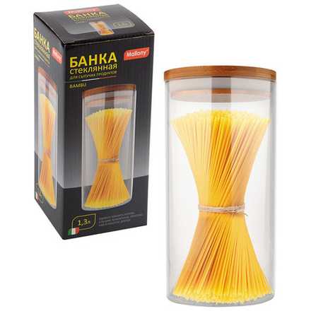 Стеклянная банка для сыпучих продуктов с крышкой BAMBU, объем: 1,3 л