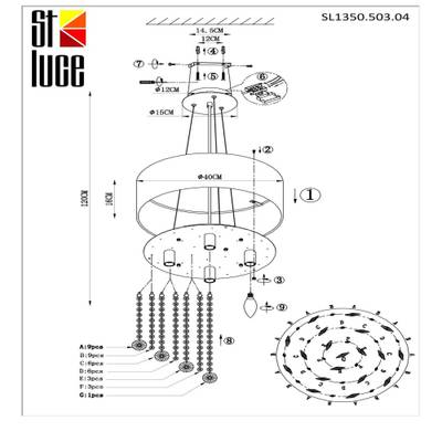 SL1350.503.04 Светильник подвесной ST-Luce Хром/Белый, Золотистый, Прозрачный E14 4*40W