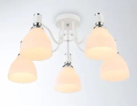 Светильник потолочный TR303305/5 WH/CH/FR белый/хром/белый матовый E27*5 max 60W D600*270