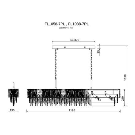 Люстра подвесная Delight Chrome FL1088-7PL, E14х7