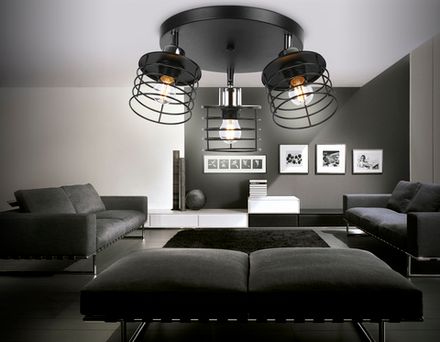 Потолочный светильник в стиле лофт TR8092/3 BK/CH черный/хром E27*3 max 40W D372*190