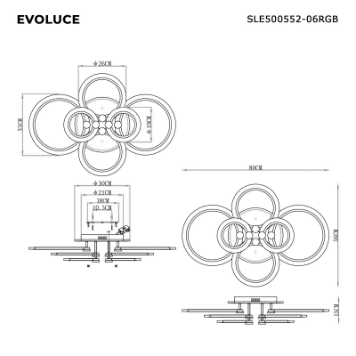 SLE500552-06RGB Светильник потолочный Белый/Белый LED 1*132W RGB 8W 3000-6000K
