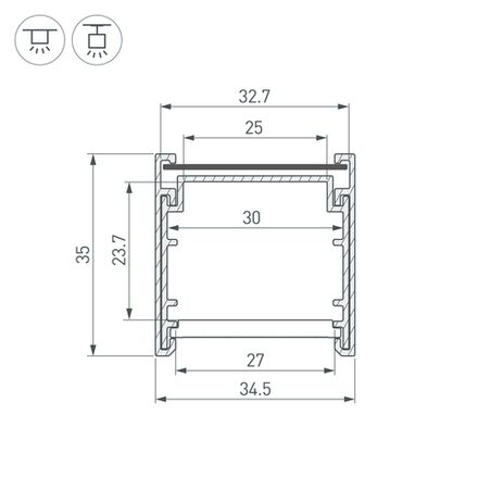Профиль LINE-3535-BENT-SIDE-2000 ANOD (Arlight, Алюминий)