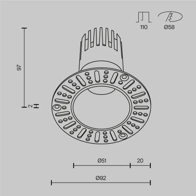 Встраиваемый светильник Dip Hight+ 3000K 10Вт 50° DL120-10W-3K-TRS-B. TM Maytoni