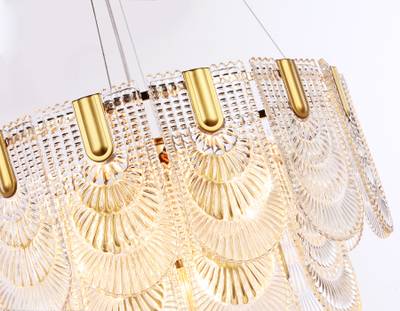 Подвесная люстра с хрусталем TR5388/12 GD/FR золото/белый матовый E27*12 max 40W D600*400