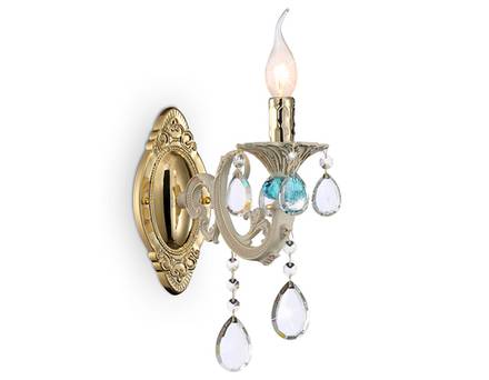 Настенный светильник с хрусталем TR4932 GD/WH/CL золото/белый/прозрачный E14 max 40W 400*120*270