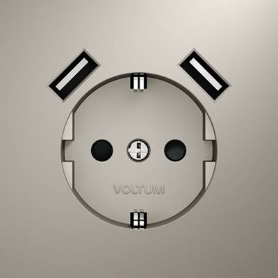 VLS040403 Розетка встраиваемая VOLTUM S70 с заземлением и защитными шторками, 16А, с USB, A+A, (кашемир) (ТМ Maytoni)