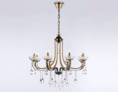 Подвесная люстра с хрусталем TR4953/8 BK/GD/CL черный/золото/прозрачный E14*8 max 40W D740*735