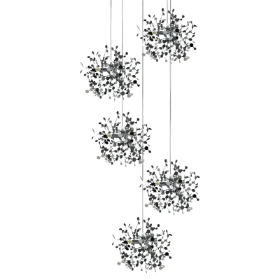 L5PR721134 Подвес пятерной круглый EXTRA 5x3x5W(led) G9 (721134 - 5 + 572154 -1) ХРОМ Lightstar