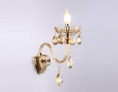 Настенный светильник с хрусталем TR4912 GD/TI золото/янтарь E14 max 40W 294*160*246