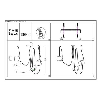 SLE120653-03 Светильник подвесной Белый/Белый E27 3*40W
