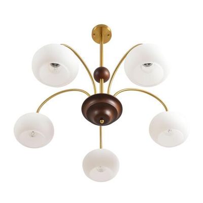 8323/5C MODERNI LN латунь/белый, металл/стекло/дерево Люстра потолочная E27 5*60W 220V LARINA