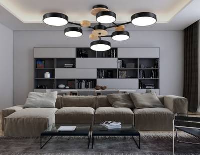 Светильник светодиодный подвесной FL4863/6 BK/WD черный/дерево 90W 3000-6000K D750*180 (без ПДУ)