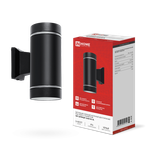 Светильник НБУ ЦИЛИНДР-2хA60-NL-BL IP54 уличный настен. двусторон. с подсветкой черн. IN HOME 4690612059150