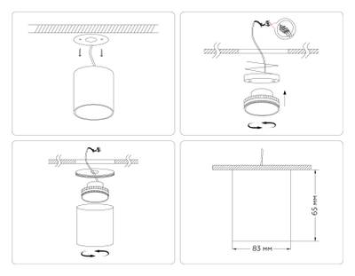 Светильник накладной TN5303 BK/WH черный/белый GX53 max 15W D83*65