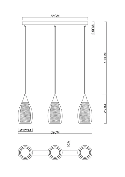 Подвесной светильник Arte Lamp BARRY A7951SP-3BK, 3хE14