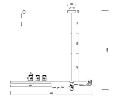 07618-120,36 Люстра Рия латунь L120 h116/86/46 GU10 5*5W+Led 12W (3000K) (лампы в комплекте)