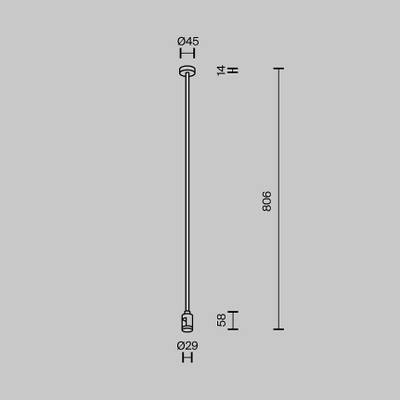 Крепление потолочное Long одинарное 760мм Flarity черный, TRA159C-SL1-B. TM Maytoni