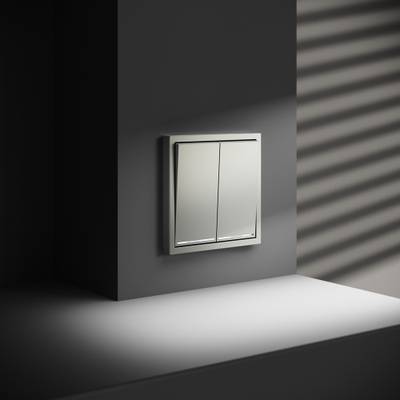 VLS020405 Проходной переключатель встраиваемый VOLTUM S70 двухклавишный с подсветкой 10А, (сталь) (ТМ Maytoni)