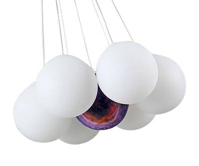 08475-7,01 Люстра Алди белый d45 h130 E27 7*5W (в комплекте 7 белых и 1 цветной плафон)