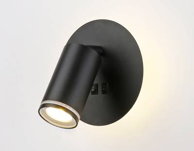 Светильник светодиодный настенный с выключателем FW2463 BK черный LED 4200K 7W D145*150