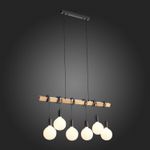 SL1142.403.06 Светильник подвесной Черный, Светлое дерево E27 6*60W