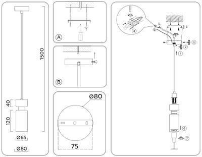 Светильник подвесной LH56122 BS/FR латунь/белый матовый E14 max 40W D65*1500