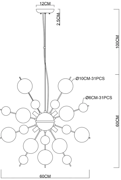 Подвесная люстра Arte Lamp MOLECULE A8313SP-9CC, 9хG9