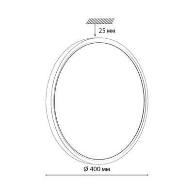 7662/32L MITRA LED SN 090 Светильник пластик/белый/черный LED 32Вт 3000/4000K D400 IP40 OMEGA BLACK