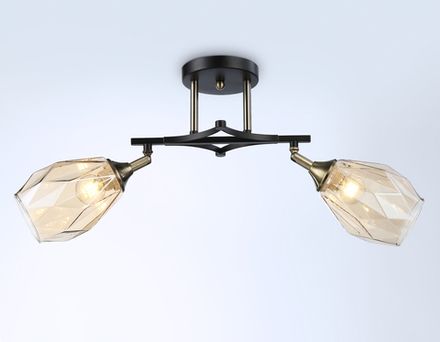 Светильник подвесной TR303032/2 SB/BK/TI  бронза/черный/янтарь E27/2 max 40W 580*145*280