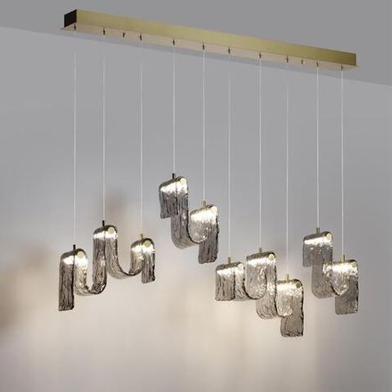 5106/52L L-VISION  ODL26 золотой брашинг/дымчатый металл/стекло Люстра линейная LED x 52W 4000K FLOW