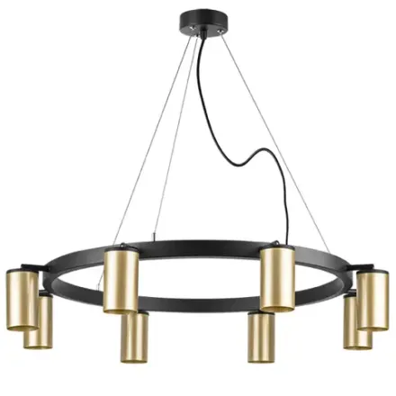LR018408 Люстра RULLO 8х50W GU10 ЧЕРНЫЙ/ЗОЛОТО (571018+214440-8)