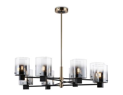 Светильник подвесной LH57043/8 BK/DBS/SM черный/темная латунь/дымчатый E14/8 max 40W D830*710