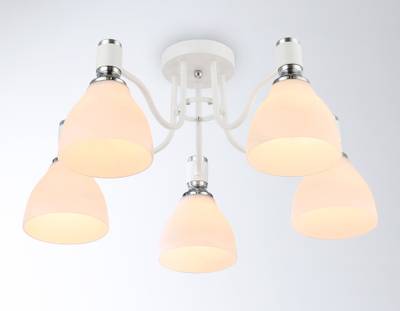 Светильник потолочный TR303305/5 WH/CH/FR белый/хром/белый матовый E27*5 max 60W D600*270