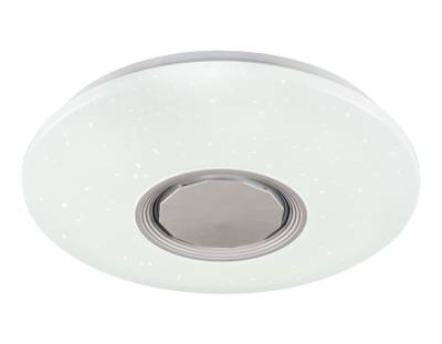 Музыкальный светодиодный светильник FF201 WH/CH белый 72W D495*85 (ПДУ ИК)