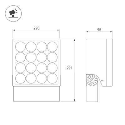 Светильник ALT-BLOCK-S220x220-50W Day4000 (GR, 60 deg, 230V) (Arlight, IP66 Металл, 3 года)