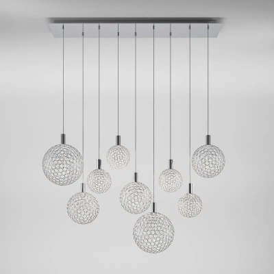 Подвесной светодиодный светильник с металлическими плафонами 90353/9 хром, LED